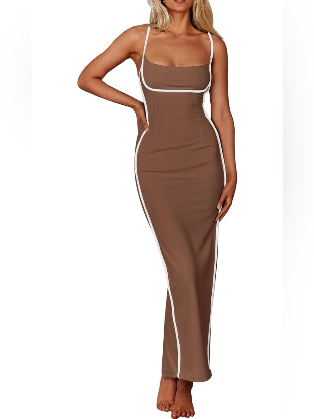 NWOT- PrettyGarden Bodycon Tan Midi Dress - Sz S